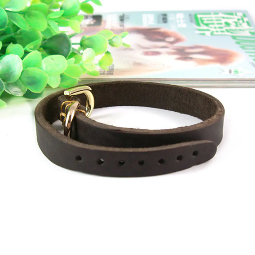 Adjustable Genuine Leather Dog Collar for Small Dogs