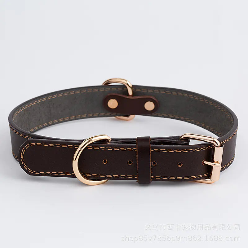 Adjustable Leather Dog Collar for Small to Large Breeds
