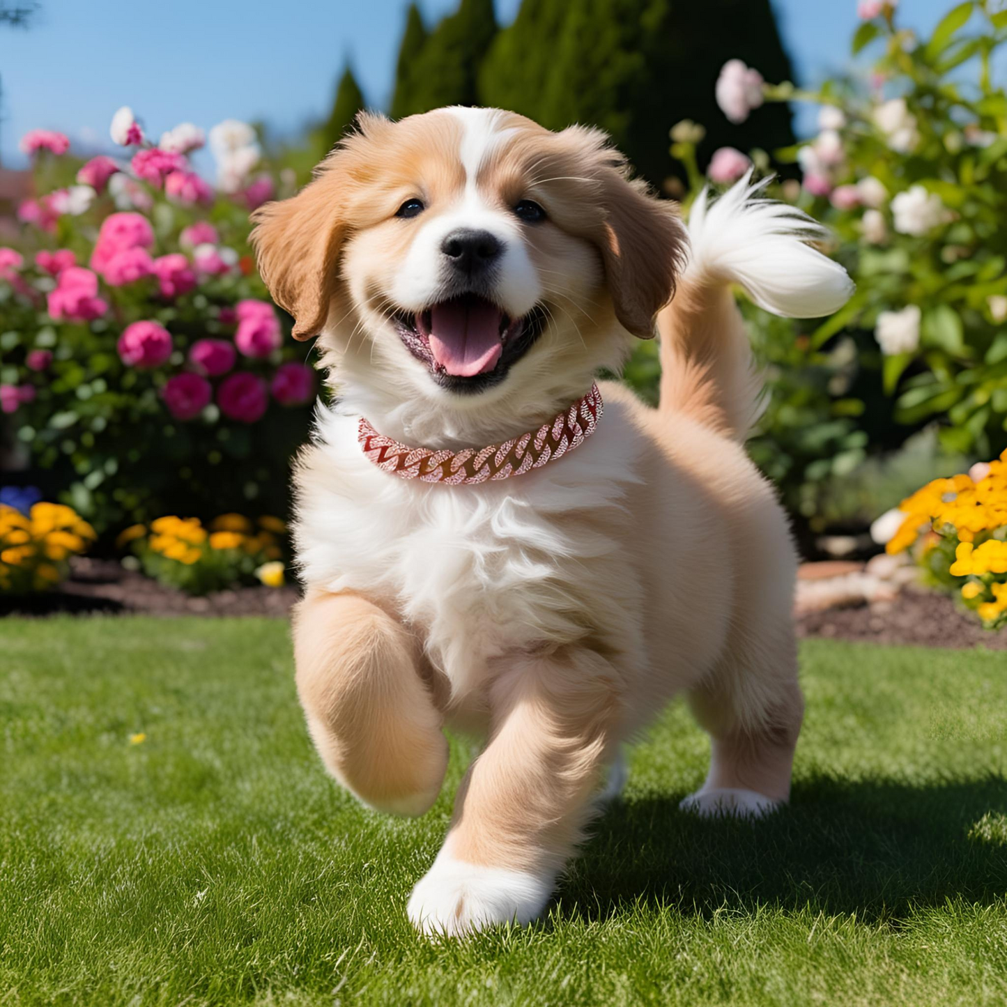 Pink Diamond Link Pet Collar – 20" Rose Gold Chain with Secure Buckle for Small to Medium Dogs & Cats