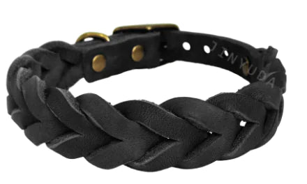 Durable Braided Leather Dog Collar for Small to Medium Dogs