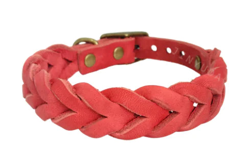 Durable Braided Leather Dog Collar for Small to Medium Dogs